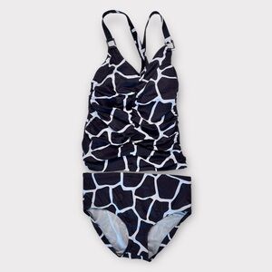 - Lands End animal print tankini with bikini pant swimsuit
